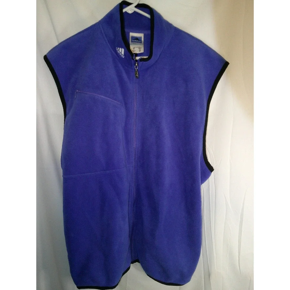 Vintage Adidas Team Fleece Vest Full Zip Sleeveless Jacket Blue‎ Mens Size XL